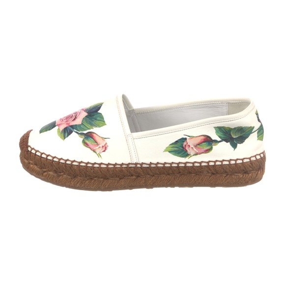 Dolce & Gabbana White and Pink Rose Print Espadrilles - Picture 4 of 7